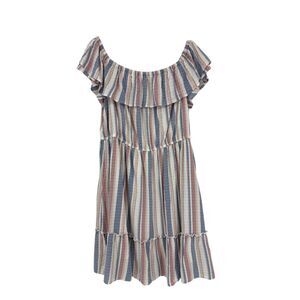 Lane Bryant Dress 18/20 Striped Ruffle Womens plus size off shoulder striped